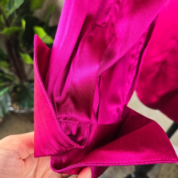 Body by Victoria Sz Small Fuchsia Silk Button Down Shirt Turnback Cuff Long Slv - Picture 7 of 16